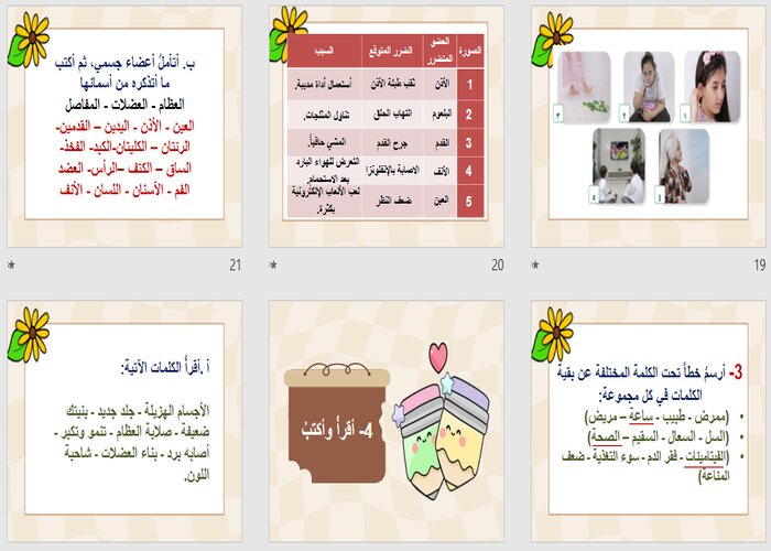 تحضير مادة لغتي الصف السادس الابتدائي فصل دراسي ثاني