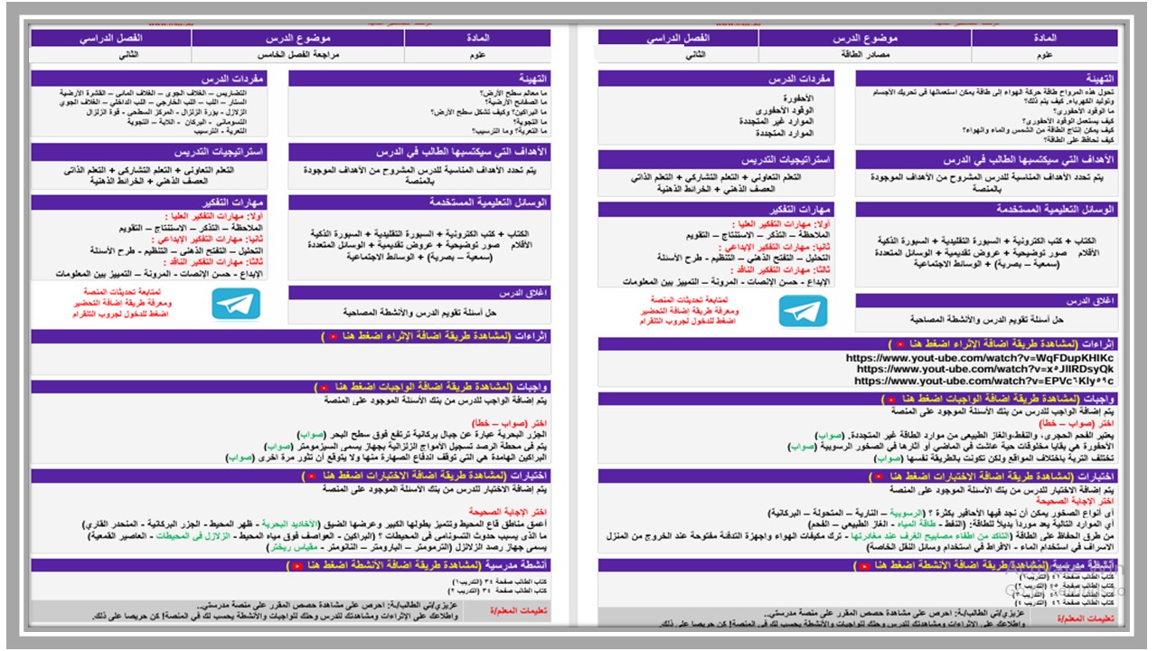 حل اسئلة مادة العلوم الصف الخامس الابتدائي الفصل الدراسي الثاني 