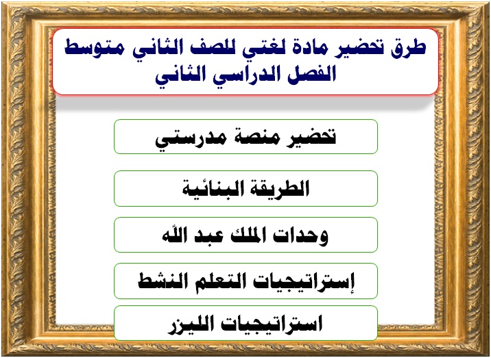 طرق تحضير مادة لغتي للصف الثاني متوسط الفصل الدراسي الثاني