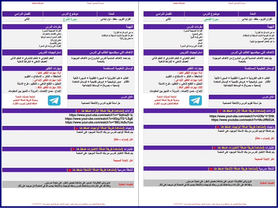 عروض بوربوينت القرآن الكريم تحفيظ الصف الأول الابتدائي الفصل الثانى