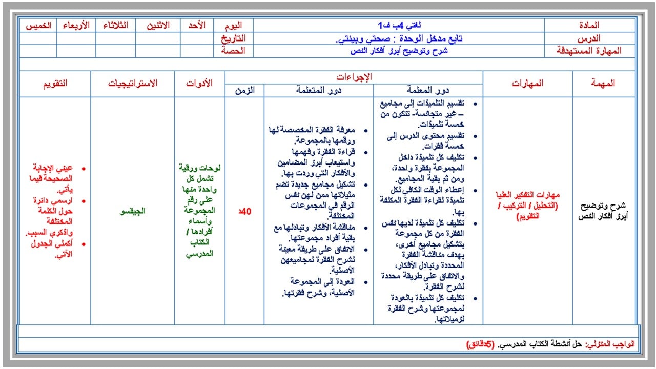 لغتي الصف الرابع الفصل الاول  
