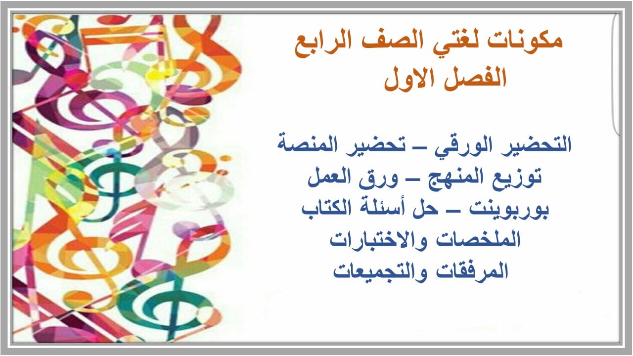 مكونات لغتي الصف الرابع الفصل الاول     
