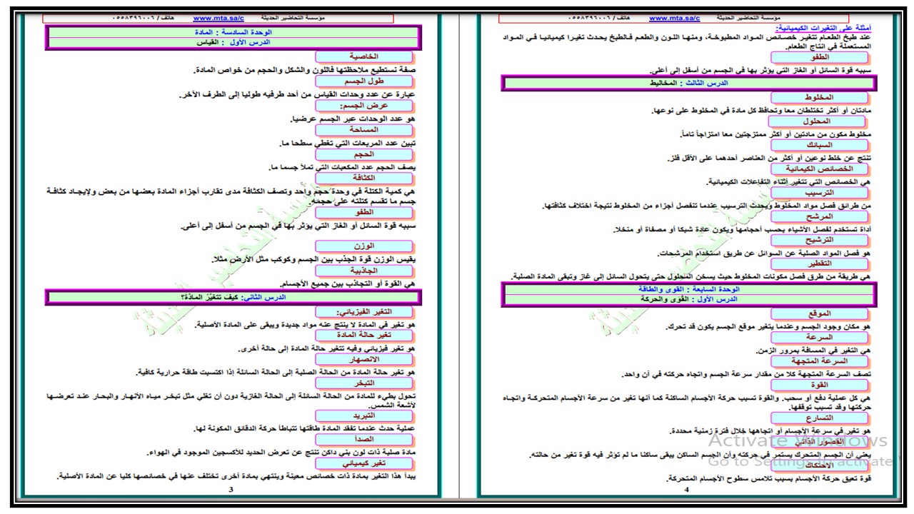 ملخص مادة العلوم الصف الرابع الابتدائي الفصل الدراسي الثالث ملخص مادة العلوم الصف الرابع الابتدائي الفصل الدراسي الثالث