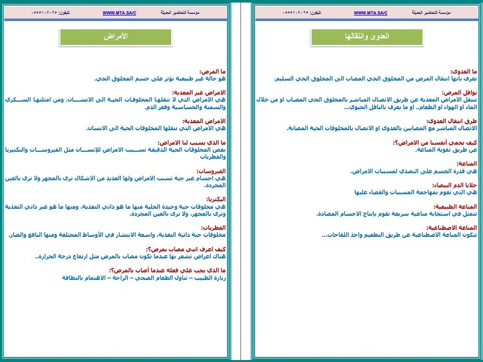 ملخص مادة العلوم الصف الرابع الابتدائي الفصل الدراسي الثاني