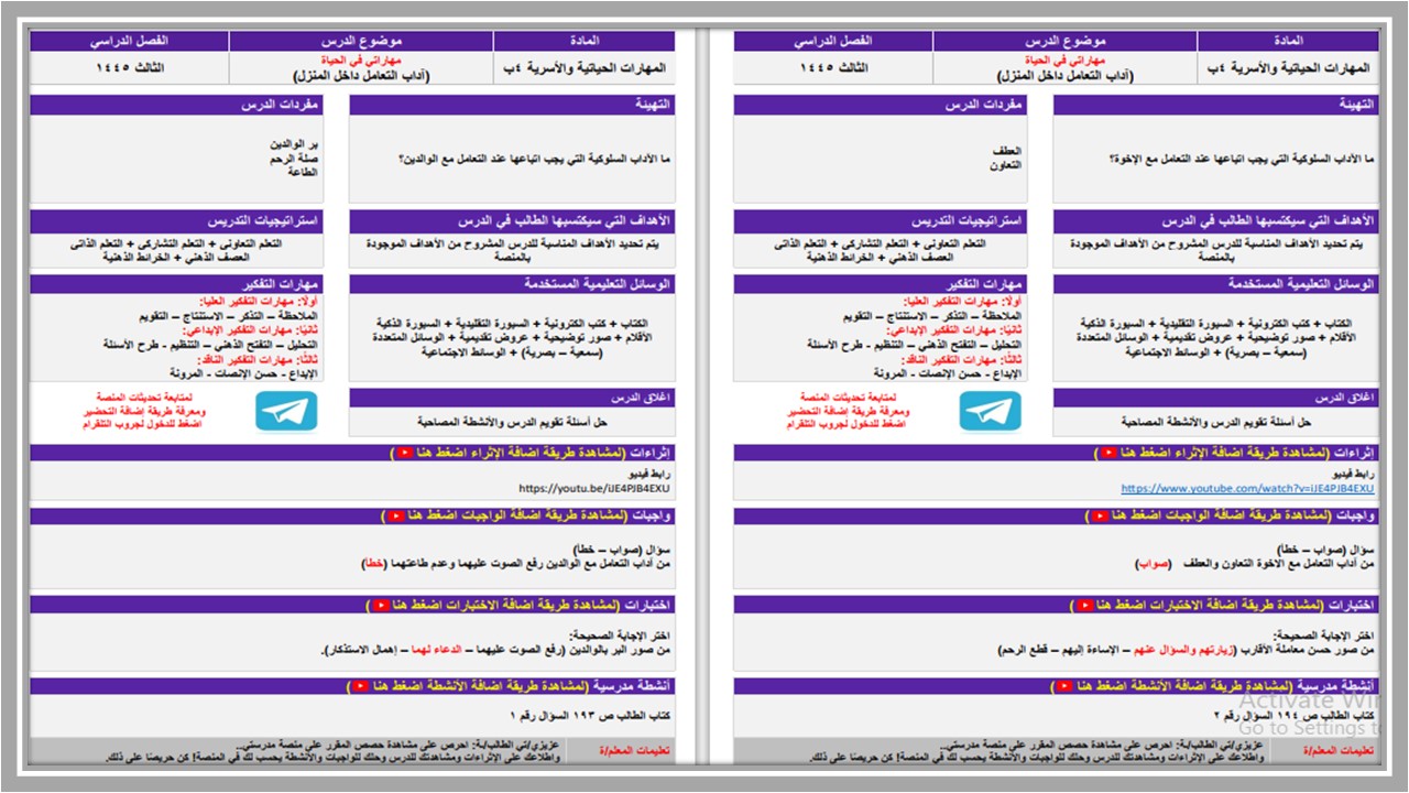ملخص مهارات حياتية وأسرية رابع ابتدائي الفصل الدراسي الثالث ملخص مهارات حياتية وأسرية رابع ابتدائي الفصل الدراسي الثالث