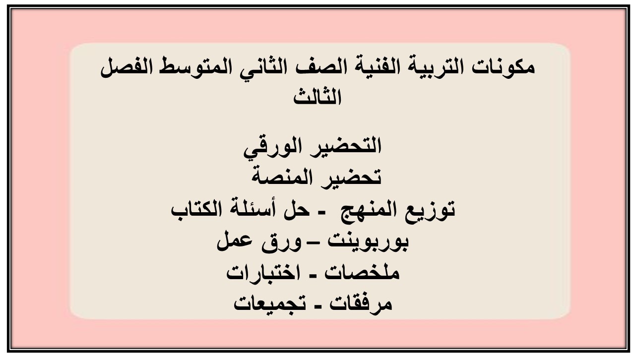 بوربوينت التربية الفنية الصف الثاني المتوسط الفصل الثالث