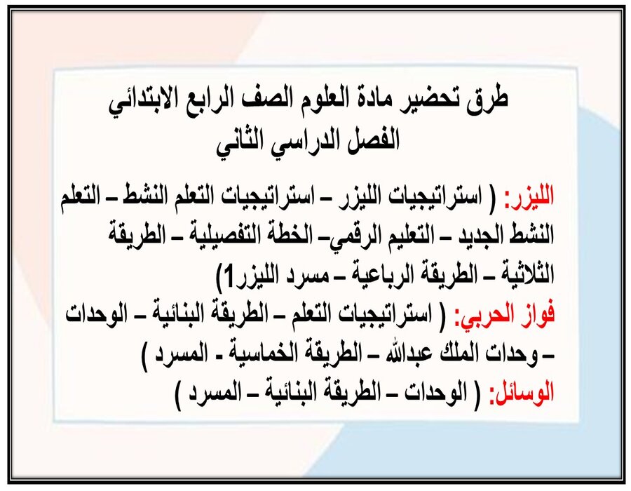 حل اسئلة مادة العلوم الصف الرابع الابتدائي الفصل الدراسي الثاني