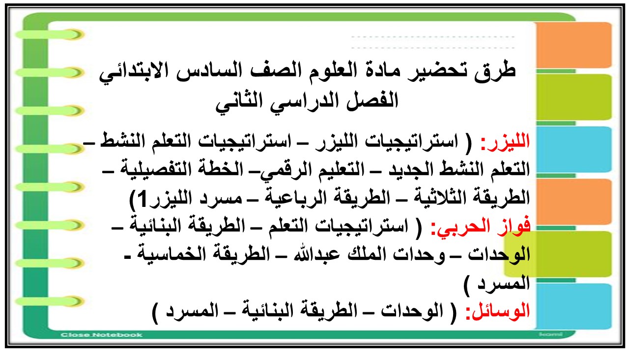 حل اسئلة مادة العلوم الصف السادس الابتدائي الفصل الدراسي الثاني