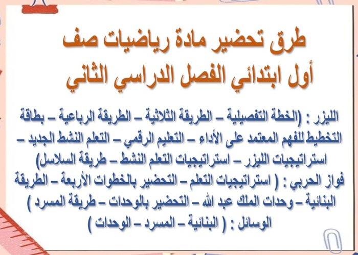 حل اسئله مادة الرياضيات الصف الاول الابتدائي الفصل الدراسي الثاني