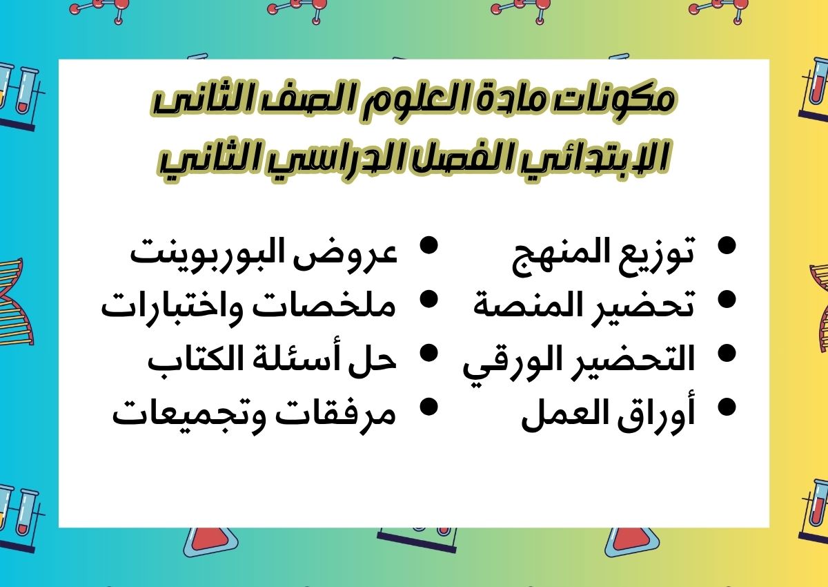 ملخص مادة العلوم الصف الثانى الابتدائي الفصل الدراسي الثاني