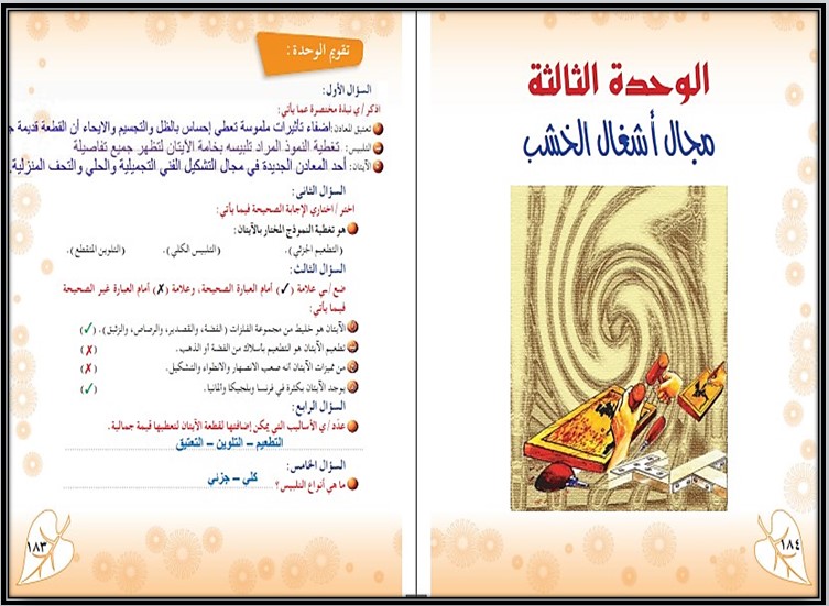 ملخص التربية الفنية الصف الأول المتوسط الفصل الثالث