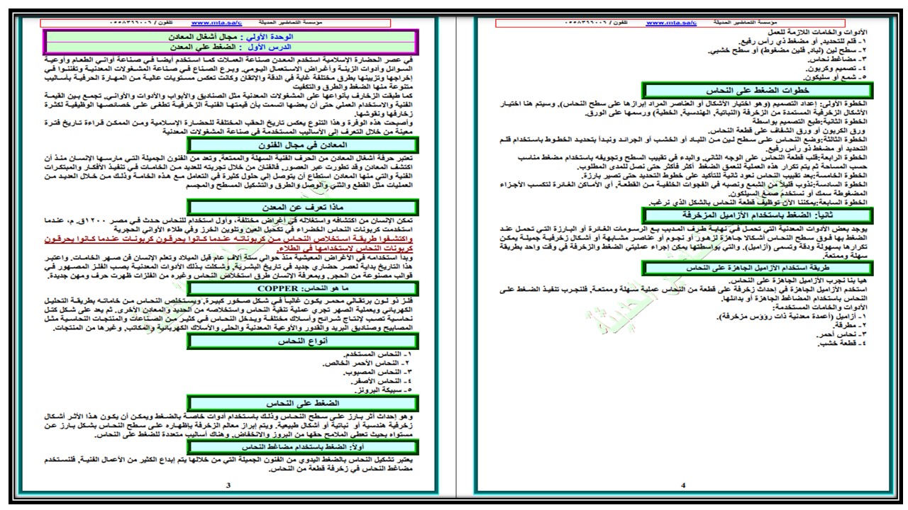 ملخص التربية الفنية الصف الثاني المتوسط الفصل الثالث