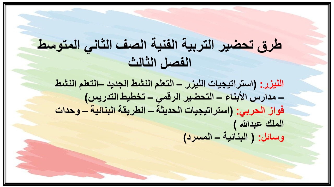 ملخص التربية الفنية الصف الثاني المتوسط الفصل الثالث