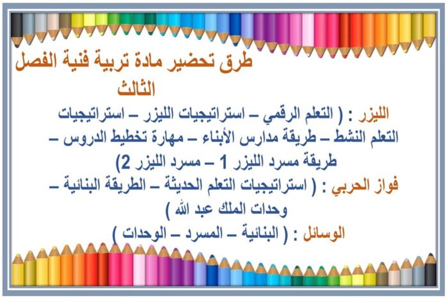 ملخص التربية الفنية الصف الرابع الابتدائي الفصل الثالث