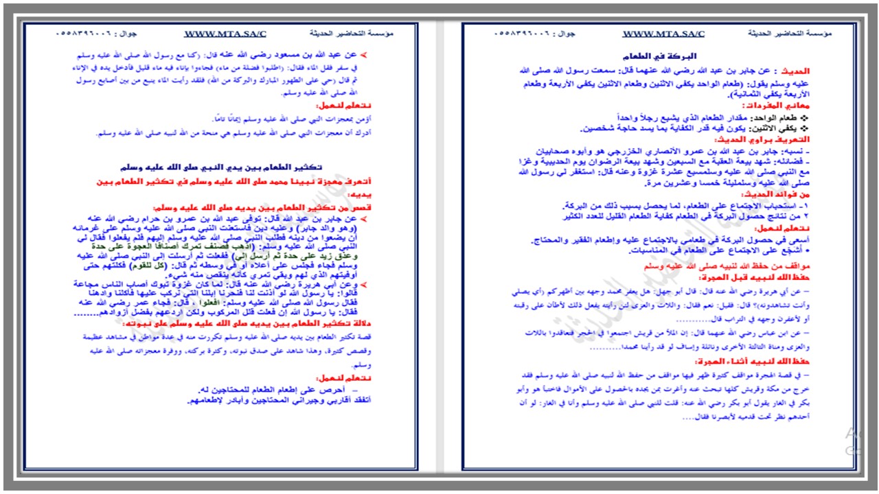 ملخص لمادة الدراسات الإسلامية الصف السادس الابتدائي الفصل الدراسي الثاني
