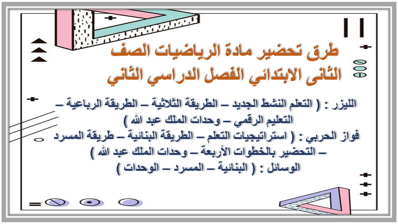 ملخص مادة الرياضيات الصف الثانى الابتدائي الفصل الدراسي الثاني 