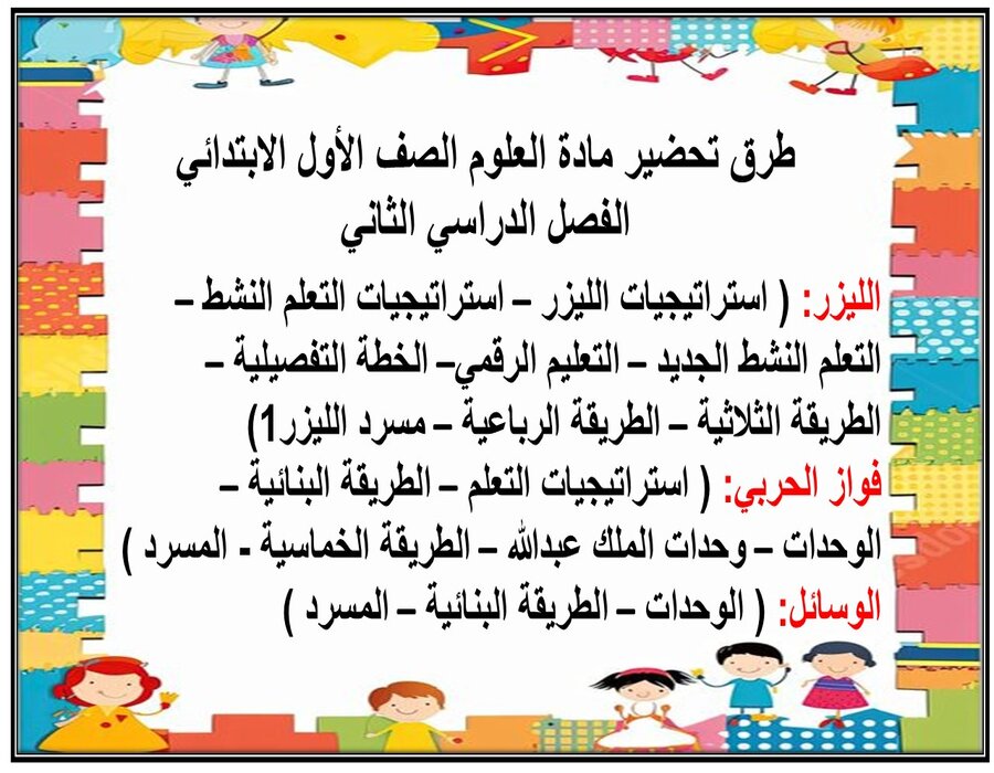ملخص مادة العلوم الصف الأول الابتدائي الفصل الدراسي الثاني