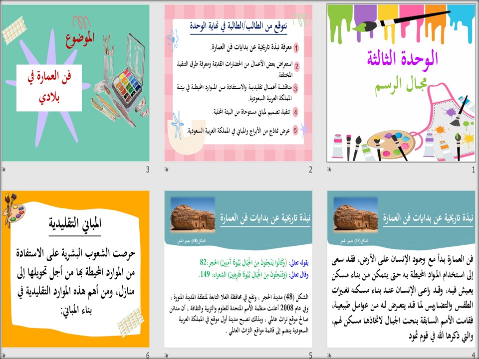 مهارات التربية الفنية الصف الأول المتوسط الفصل الثاني