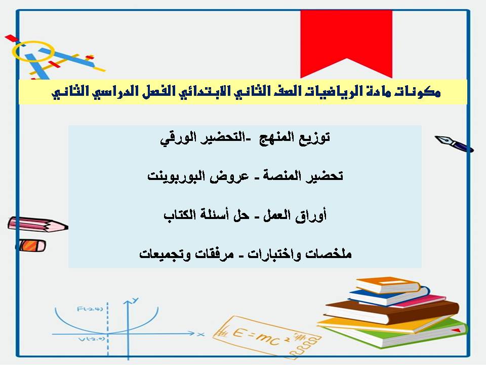 مهارات مادة الرياضيات الصف الثانى الابتدائي الفصل الدراسي الثاني