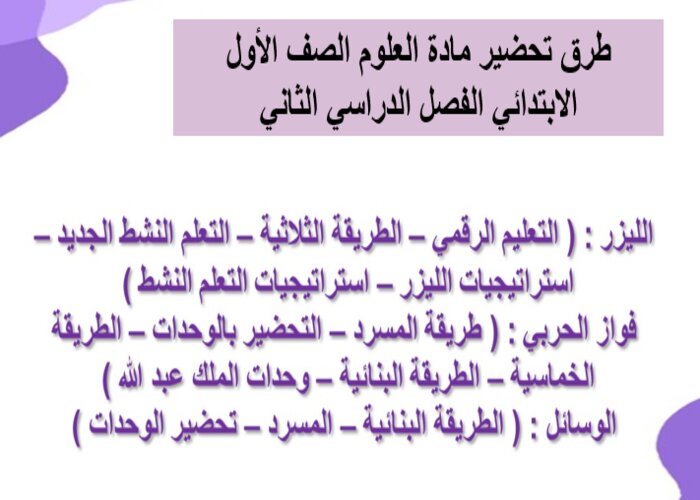 ورق عمل مادة العلوم الصف الأول الابتدائي الفصل الدراسي الثاني
