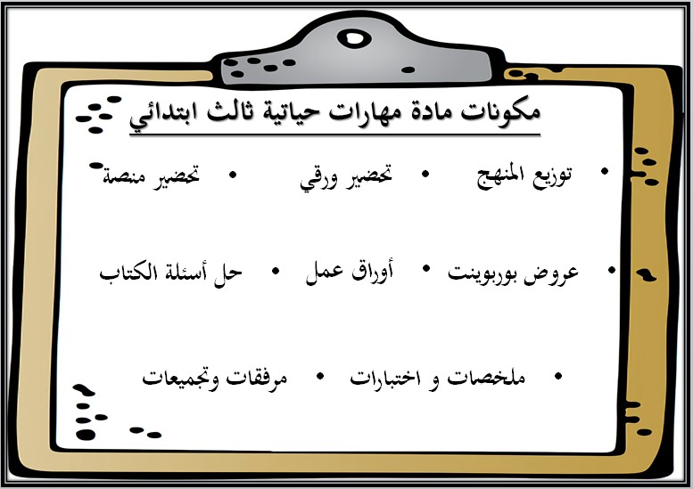 ورق عمل مادة مهارات حياتيه وتربية اسرية الصف الثالث الابتدائي الفصل الدراسي الثاني
