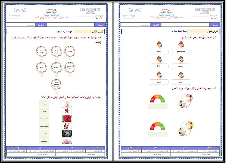 تحضير التربية المهنية أول ثانوي التربية الفكرية الفصل الثالث