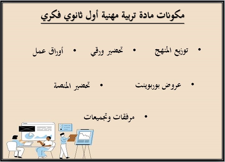 تحضير التربية المهنية أول ثانوي التربية الفكرية الفصل الثالث
