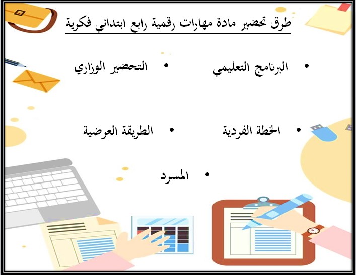تحضير المهارات الرقمية رابع ابتدائى التربية الفكرية الفصل الثالث