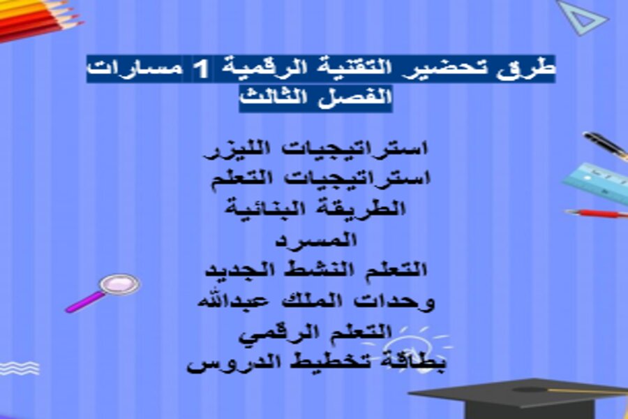تحضير تقنية رقمية 1-2 أول ثانوي البرنامج المشترك الفصل الثالث
