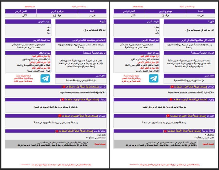 تحضير لغتي أول ابتدائي التربية الفكرية الفصل الثاني