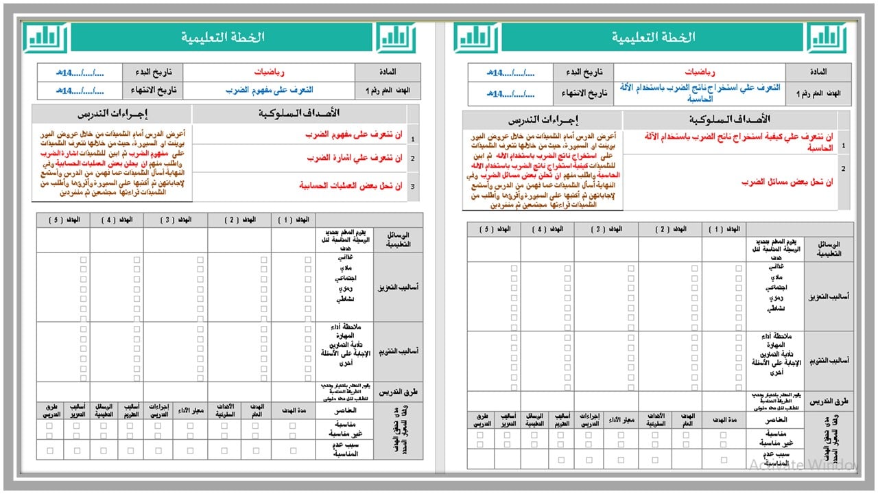 تحضير مادة رياضيات ثاني متوسط التربية الفكرية الفصل الثالث