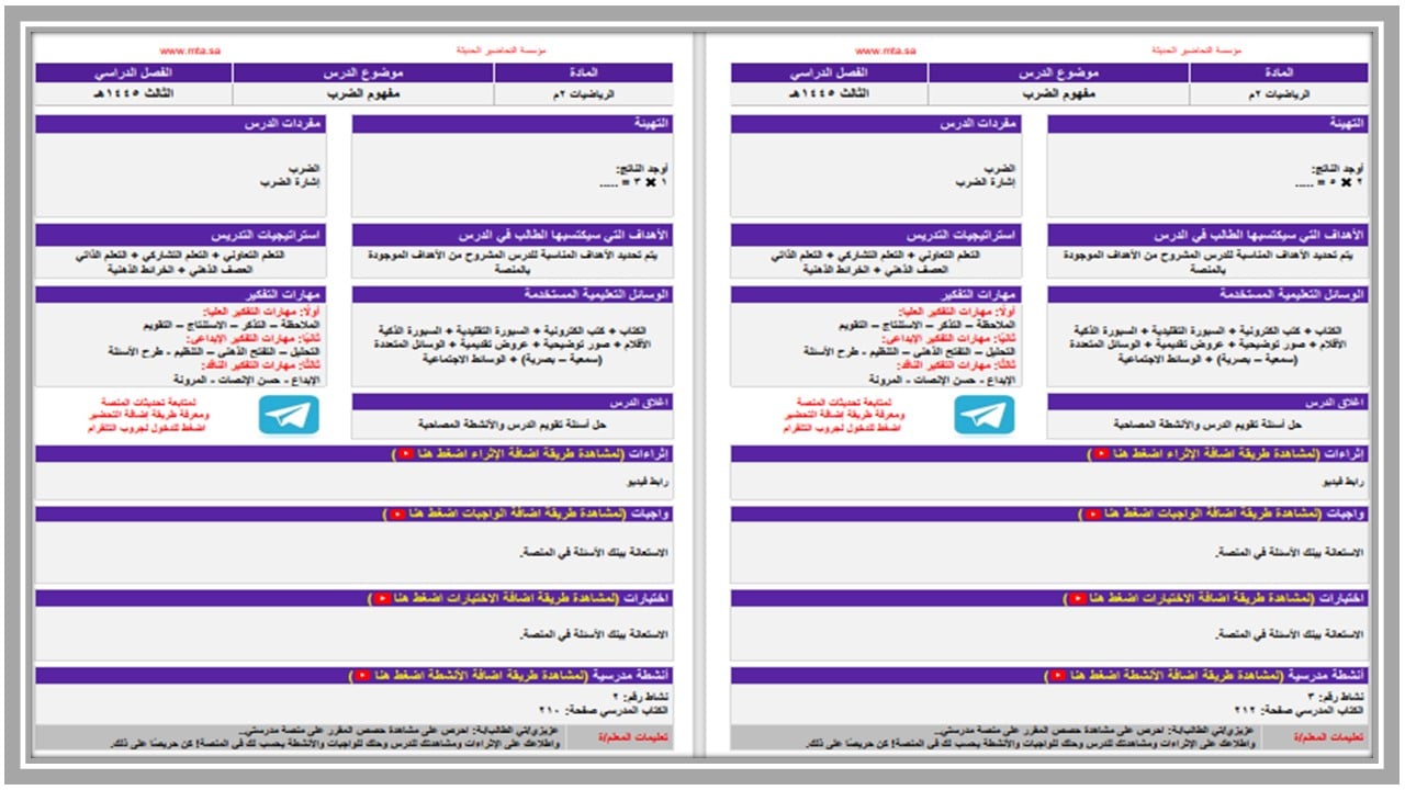 تحضير مادة رياضيات ثاني متوسط التربية الفكرية الفصل الثالث