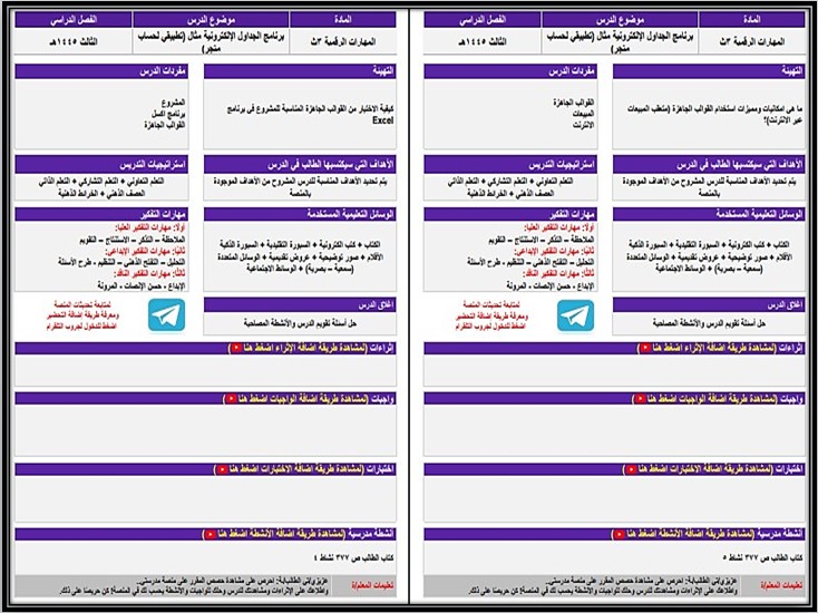 تحضير المهارات الرقمية ثالث ثانوي التربية الفكرية الفصل الثالث