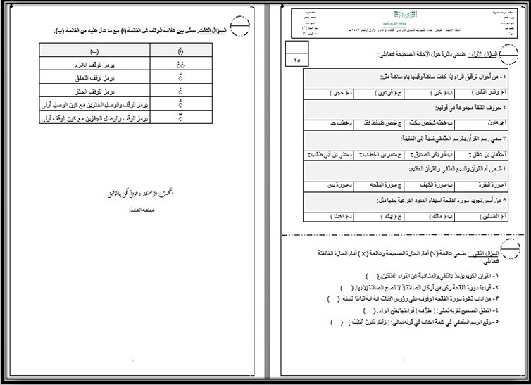 بوربوينت التجويد سادس ابتدائي الفصل الثالث