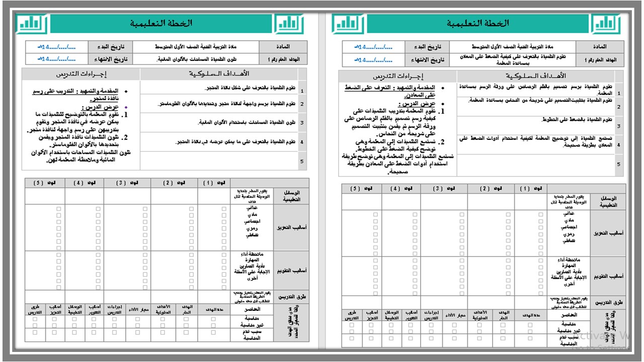 تحضير التربية الفنية اول متوسط التربية الفكرية الفصل الثالث 
