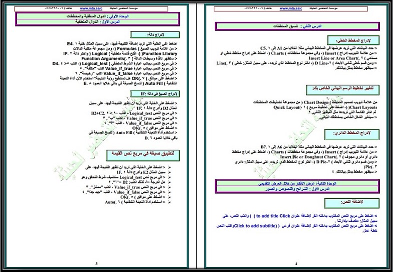 تحضير المهارات الرقمية اول متوسط التربية الفكرية الفصل الثالث