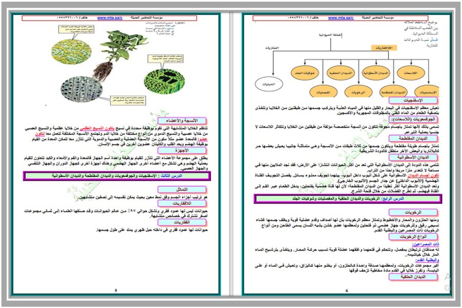 توزيع علوم اول متوسط الفصل الثالث