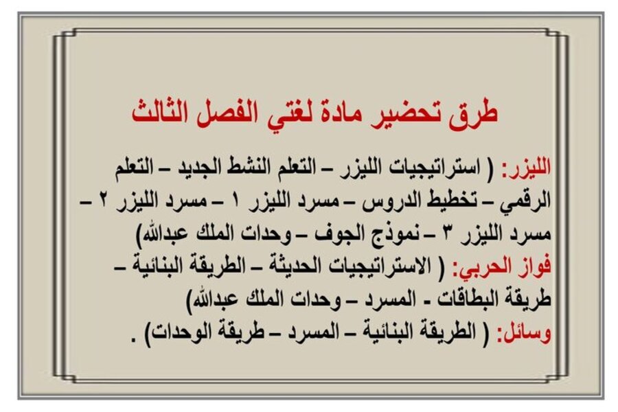 توزيع مادة لغتي ثالث ابتدائي الفصل الثالث