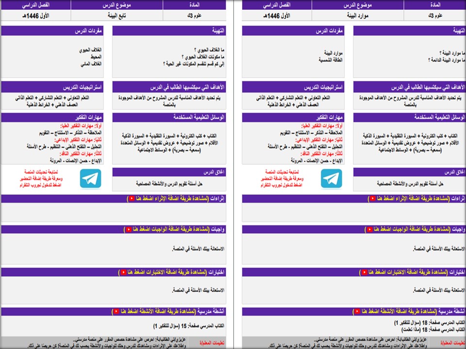 بور بوينت علوم واقتصاد الصف الثالث التعليم المستمر الفصل الاول