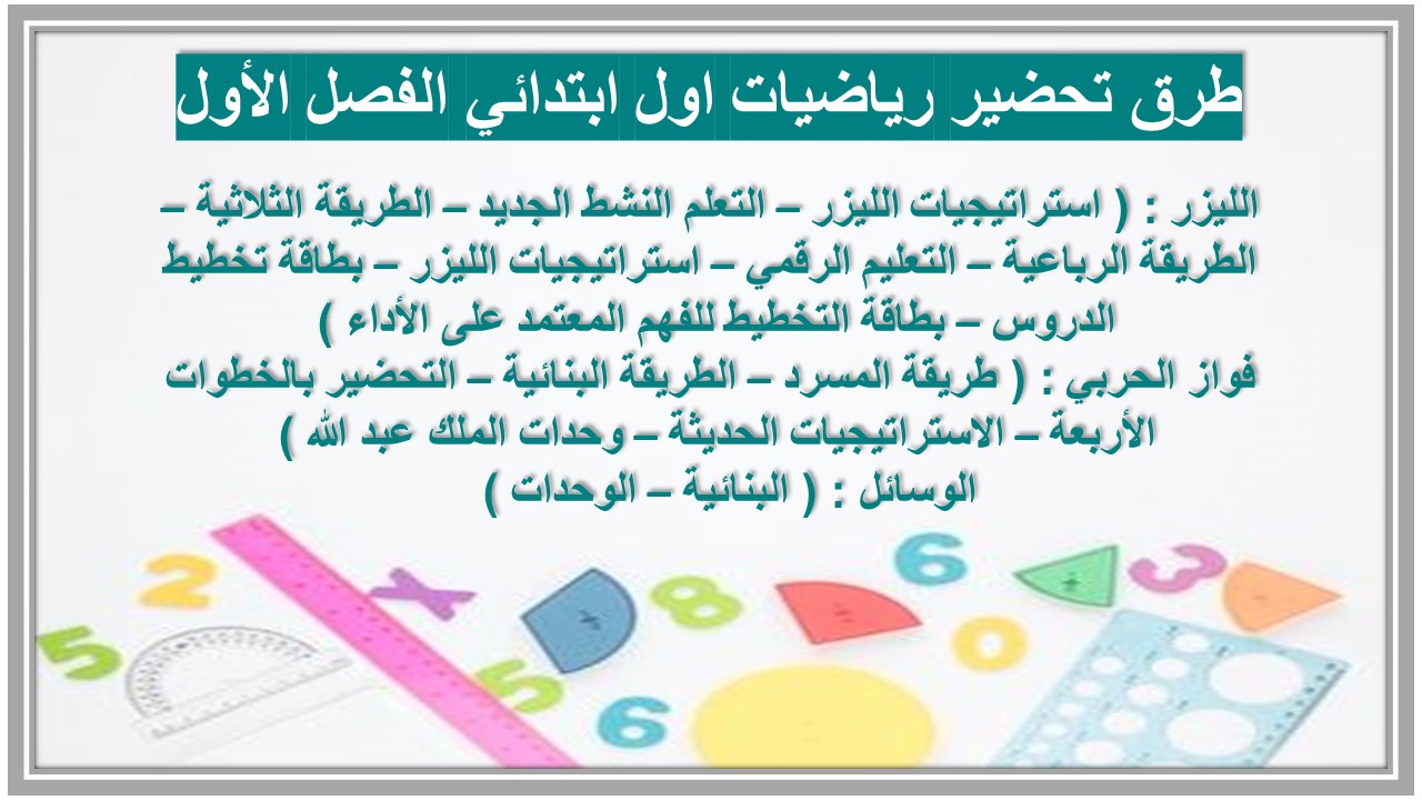 بوربوينت الرياضيات للصف الاول الابتدائي الفصل الدراسي الاول