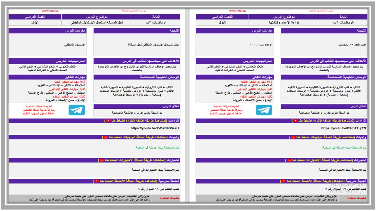بوربوينت رياضيات ثاني ابتدائي الفصل الأول