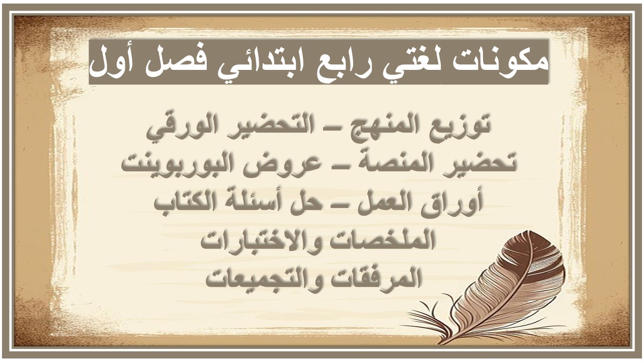 بور بوينت ماده لغتي للصف الرابع الابتدائي الفصل الدراسي الاول