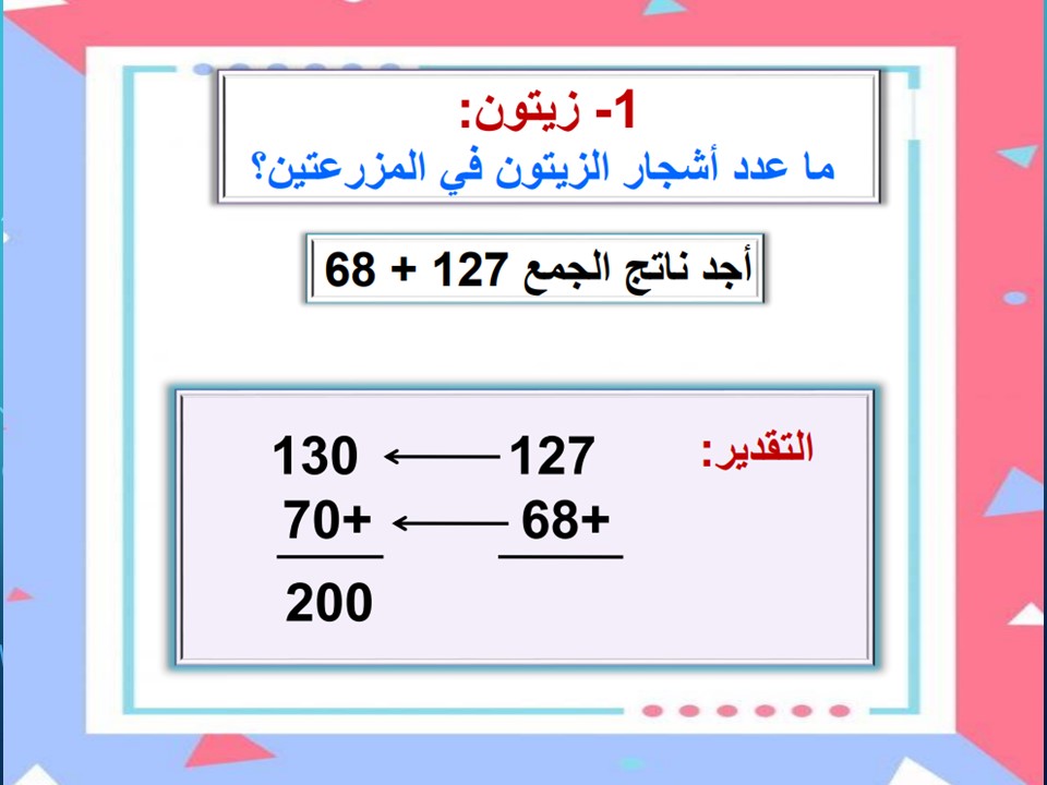 عروض بوربوينت مادة الرياضيات الصف الثالث الابتدائي فصل دراسي أول