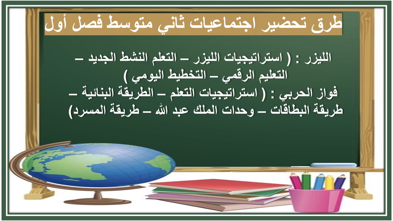 تحضير مادة إجتماعيات الصف الثاني متوسط فصل اول