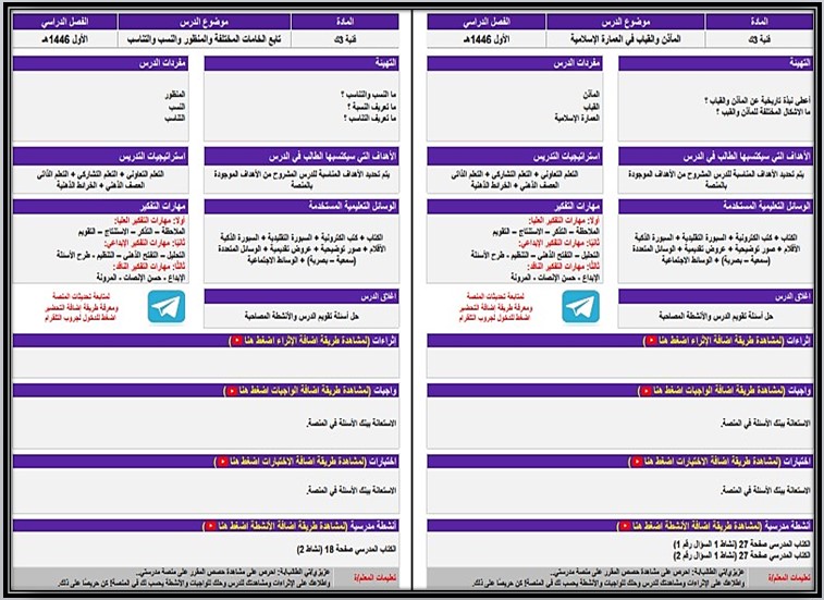 تحضير تربية فنية صف ثالث تعليم مستمر الفصل الاول