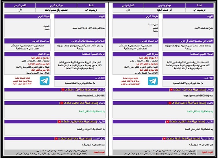 تحضير رياضيات أول ابتدائي فصل أول تحضير رياضيات أول ابتدائي فصل أول