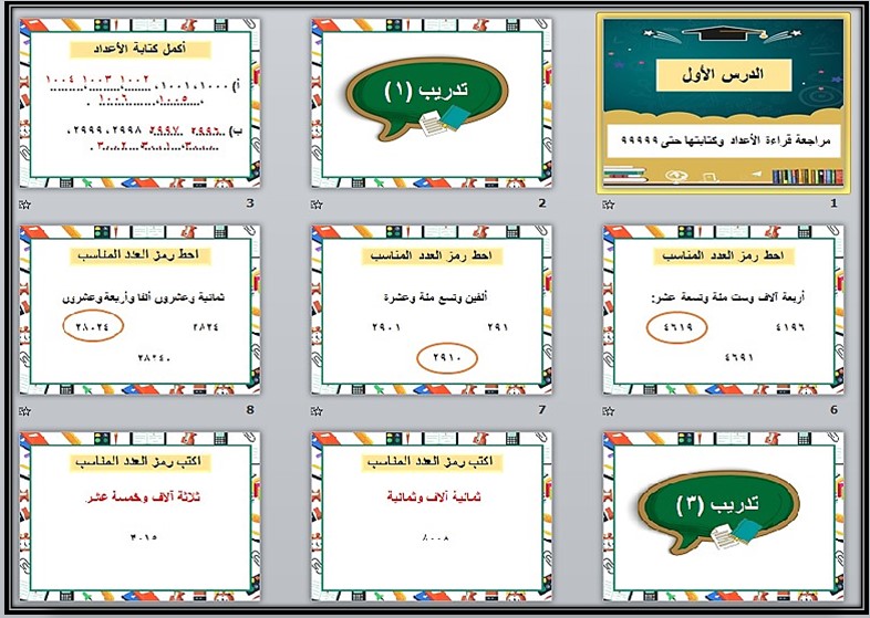 تحضير رياضيات الصف الثاني التعليم المستمر الفصل الاول
