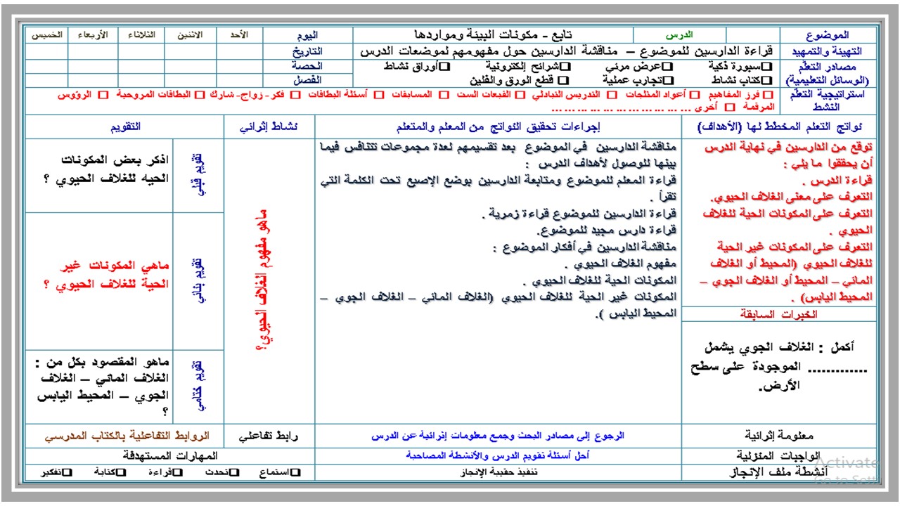 تحضير علوم واقتصاد الصف الثالث التعليم المستمر الفصل الاول 