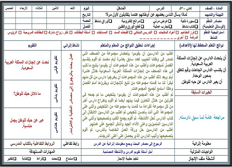 تحضير لغتي الصف الثالث التعليم المستمر الفصل الاول