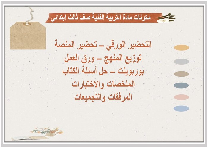 تحضير درس علاقات لونية صف ثالث ابتدائي مادة التربية الفنية 